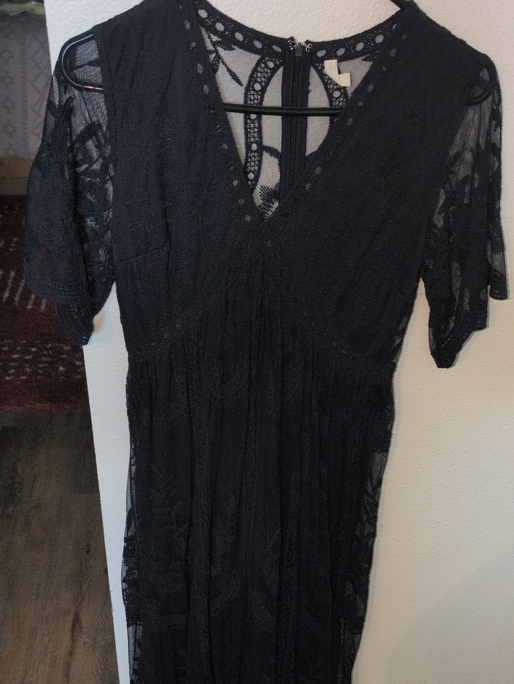 Pinkblush Black Lace Maxi Dress with V-Neck